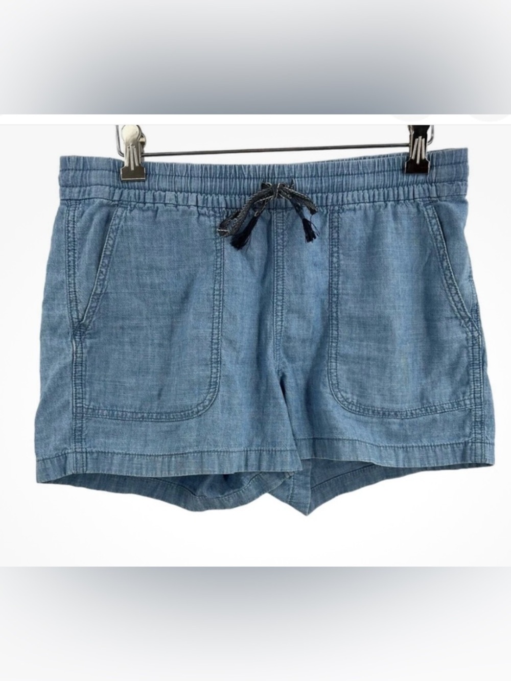 J.Crew Point Sur Chambray Shorts XS Blue Seaside Drawstring Casual Summer